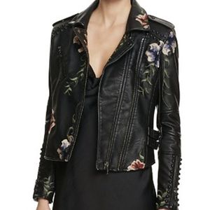 Vigoss Black Faux-Leather Embroidered Jacket
